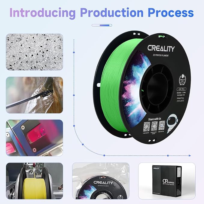 Official Creality TPU Filament, Flexible 3D Printer Filament 1.75mm, 95A Shore High Hardness & Resilience, Dimensional Accuracy +/- 0.03 mm for Most FDM 3D Printers