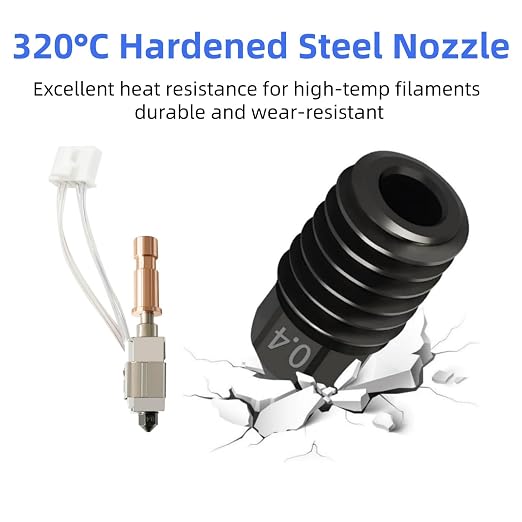2PK 0.4MM Ceramic Hotend for Anycubic Kobra S1 Combo Hotend Kit Upgraded Thermistor Print Head Block Heating Cartridge with Extra 3 Hardened Steel Nozzle for Anycubic Kobra S1