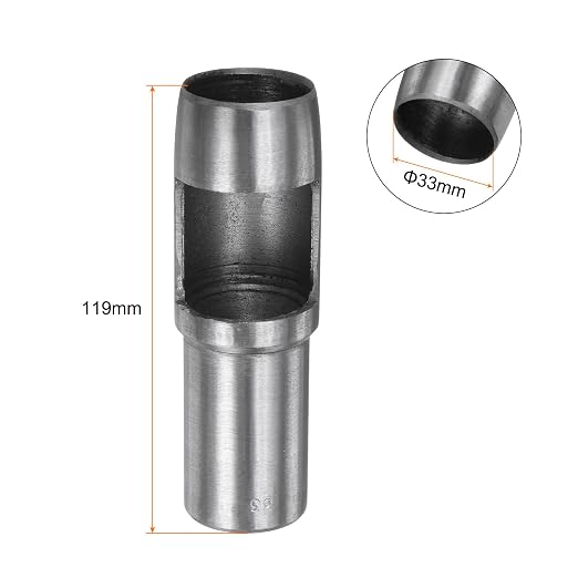 HARFINGTON Hollow Punch for Leather 33mm Round Hole Punch Tool for Belt Puncher Carbon Steel Single Punch for Watch Belts Cut Leather Craft Rubber Paper Fabric Plastic Soft Material