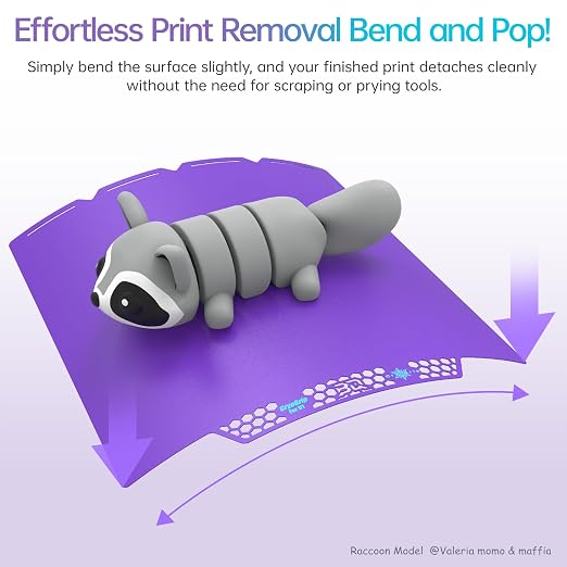 BIQU CryoGrip Pro Glacier Build Plate for Snap-Maker U1 3D Printer, Low Temperature Printing, Double-Sided Spring Steel Sheet, 276X301mm, Purple, 1 Piece