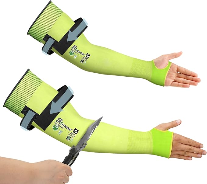 Schwer 22 inch AIR-SKIN ANSI A6 Cut Resistant Arm Sleeves for Men & Women S901, Non-PFAS Arm Protectors for High Risk Work, UPF50+ UV Protection Cooling Gardening Sleeves for Farming, Lightweight