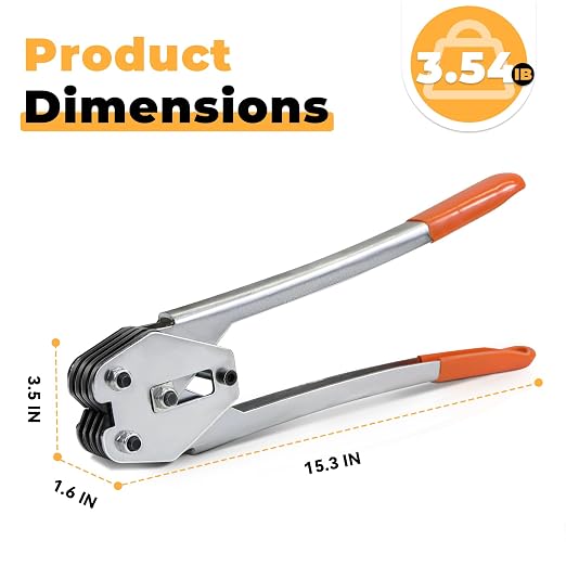 Strapping Sealer/Crimper for 1/2" Polypropylene (PP) Strapping Band Manual Banding Tool with 15” Extended