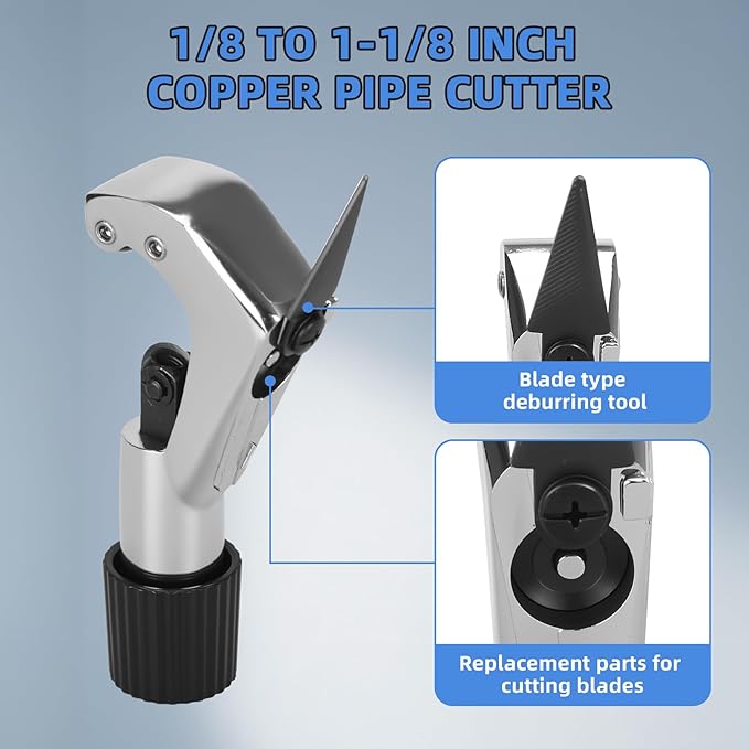 Eccentric Flaring Tool Kit, 1/4-3/4 Inch (6-19mm) 45 Degree HVAC Flare Tool for Copper Pipe, Aluminum Pipe, Stainless Steel Pipe