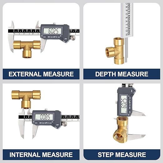 PEC Tools 6 Inch/150mm High Precision Absolute Digital Caliper & Made in US 6 Inch 16R Rule (32nds,64ths,50ths,100ths), IP67 Waterproof & Oil-Resistant, Inch/MM/Fraction Modes