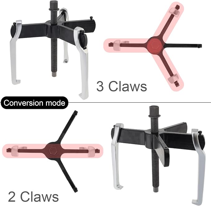 ChgImposs 2 Jaw 3 Jaw Gear Puller, Adjustable Bearing Puller, Reversible Removal Tool for Internal External Pulling, Puller Tool for Removal of Pulleys Flywheels Bearings Gears (10 Inch)