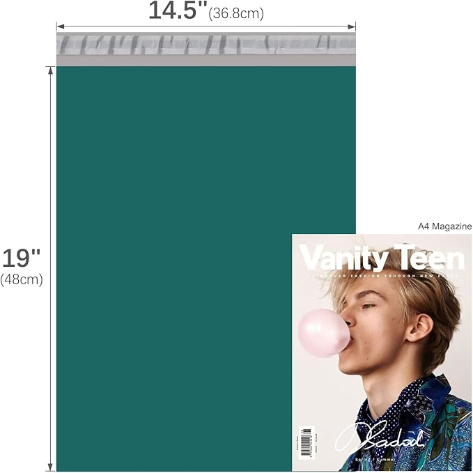 Fuxury 500 Pcs Poly Mailers 14.5x19 Inch, Bulk Shipping Bags for Clothing, Strong Adhesive Shipping Envelopes for Small Business Suppliers,Waterproof Mailers Poly Bags Mailing Envelopes Green