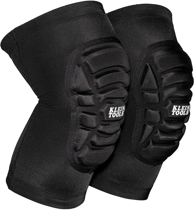 Klein Tools Knee Pads with Breathable Mesh, EVA Pads, Elastic Cuffs, Black, M/L and L/XL Sizes