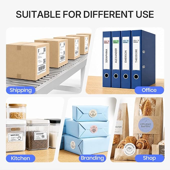 Bluetooth Thermal Shipping Label Printer, 4x6 Portable Direct Thermal Printer, Compatible with iPhone, Android, Windows and Mac, Widely Used for USPS UPS Amazon Shopify Etsy, White