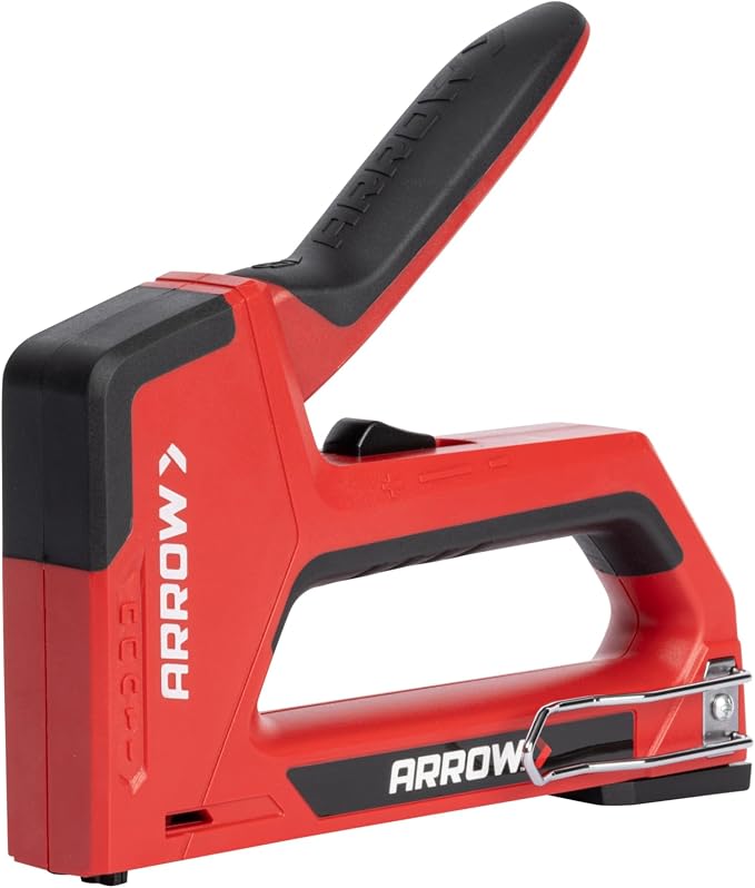 Arrow Fastener 5IN1MKIT-AM T501 5-in-1 Manual Staple & Nail Gun Kit, Wire Stapler, and Brad Nailer for Wood, Upholstery, Insulation, Includes Staple Remover & 640 Staples & Nails, Black/Red
