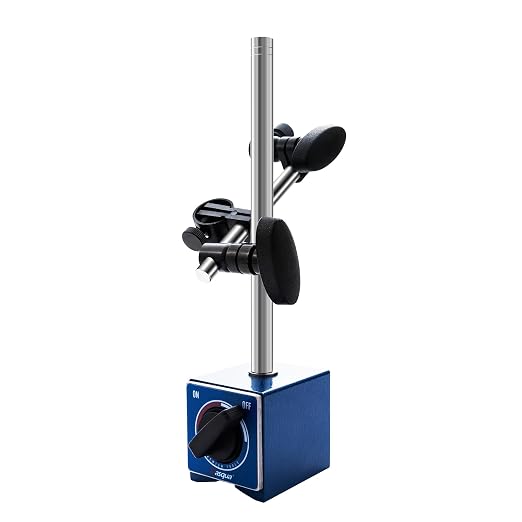 Dasqua Magnetic Base, Adjustable Stand with Fine Adjustment Holder for Dial Indicator, 3/8" Clamping Hole, Strong Pull Force 286lb/130kg