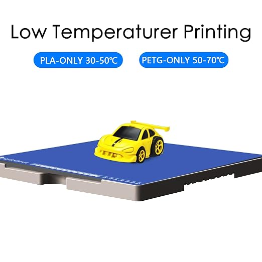 HzdaDeve Upgraded Cool Plate for X-Maker Joy Low Temperature Cold Build Plate 128X128MM Double Sided Smooth Board Sheet Bed PEI Platform for AOSEED3D Printer (No Heating/No Glue)