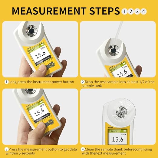 Digital Brix Refractometer Flagfront brix Meter Refractometer USB C Charging Automatic Temperature Compensation Brix Refractometer Range 0-55%，±0.1% Precision(English Keyboard)