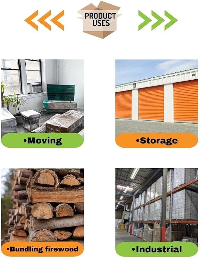 PSBM Mini Stretch Wrap with Extended Core Handles, 12 Rolls 5 Inch x 1000 Feet 70 Gauge Heavy Duty Clear Plastic Wrap Industrial Strength Shrink Film for Moving, Packing & Shipping