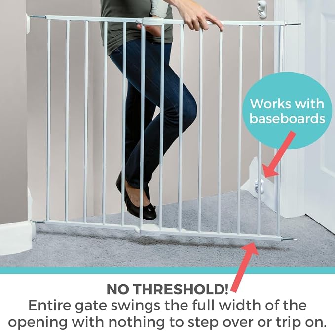 Toddleroo by North States - Essential Stairway & Walkway Baby Gate: Metal Safety Gate for Stairs & Doorways - Adjustable 24.5 to 40.25 Inches Wide - 30 Inches Tall - White