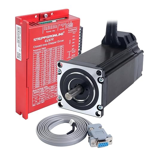 STEPPERONLINE Closed Loop Stepper Motor 1 Axis CNC KIT 3.0 Nm/424.92oz.in 5.0A Nema 23 Motor with 1.5 Meter Cables & 0-7.0A 24-50VDC Closed Loop Stepper Driver CL57Y-V20