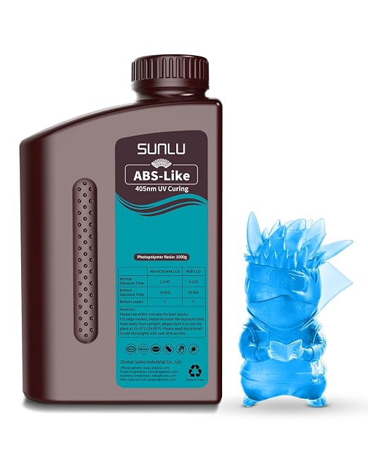 SUNLU Upgraded ABS Like Resin for 3D Printer, 405nm UV-Curing Resin LCD/DLP/SLA 3D Printers, 3D Printer Resin Fit Most Brand, Clear Blue 1kg