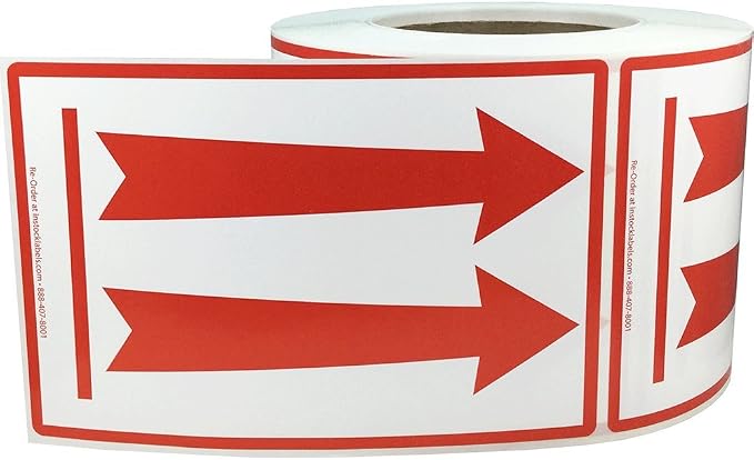 Air Specialty Up Arrow Labels, Red Arrow Orientation Stickers, 4 x 6 Inch Shipping Labels, 500 Adhesive Stickers Per Roll for Handling, Shipping, and Packaging – Made in the USA
