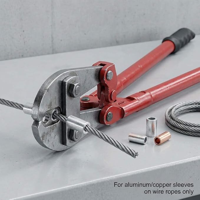 QWORK Hand Swager Crimping Tool 30" – for Aluminum & Copper Sleeves on 5/32", 1/4", 5/16" Wire Ropes