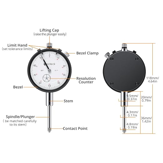 Neoteck Dial Indicator 0-1”/0.001” with 90lbs/40kg Magnetic Base,Imperial Dial Test Indicator Gauge Set for Lathe,3D Printer,CNC,Automobile,Laboratory