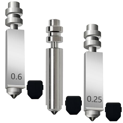 3PCS Kobra X/Kobra 4 0.25/0.4/0.6mm Hotend Nozzles 3D Printer Assembled Extruder Kits Extra 3PCS Silicone Socks Cover- for Anycubic Kobra X All Metal Hot End/Printhead Replacement Integrated Nozzle