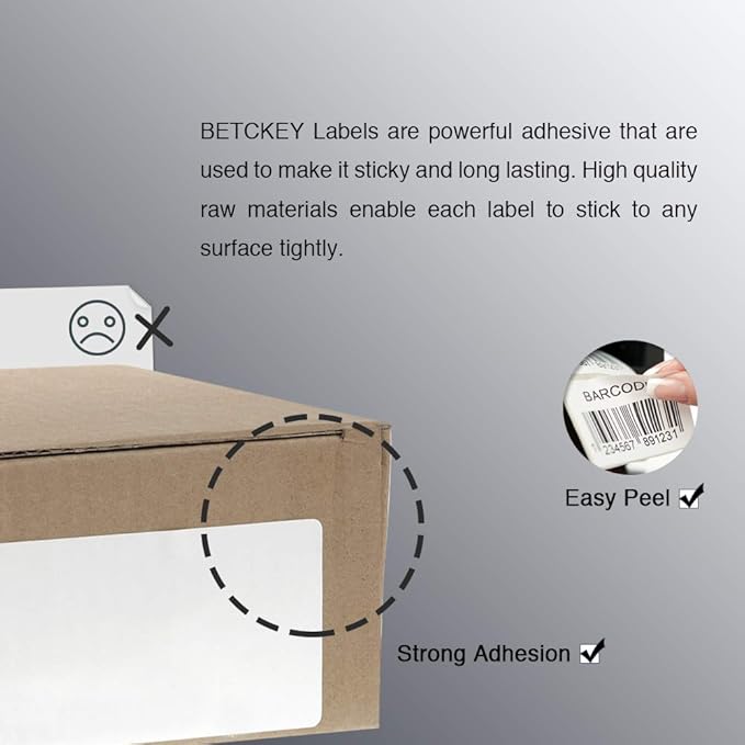 BETCKEY - 2" x 1" (51 mm x 25 mm) UPC Barcode & Address Labels Compatible with Zebra & Rollo Label Printer,Premium Adhesive & Perforated [6 Rolls, 7800 Labels]