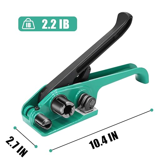 Heavy Duty Banding Strapping Tensioner & Cutter Manual Packaging Tools Windlass for 1/2"-3/4" Width Polyester Poly Strap(Green)