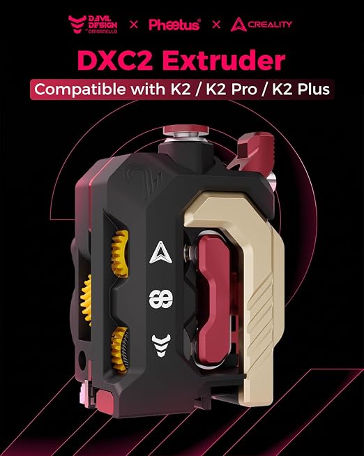 Creality Official DXC2 Extruder, Upgrade K2 Plus/K2/K2 Pro Extruder Kit, Innovative Dual Gear Design and Magnetic Snap Structure, 3D Printer Extrusion Accessories for K2 Series