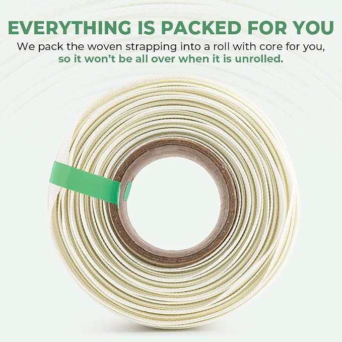 2500lbs, 3/4" x 330' Woven Cord Pallet Strapping Roll | 100m Length, Heavy Duty Industrial Banding Strapping, for Pallet Shipping, Warehouse & Cargo Securing