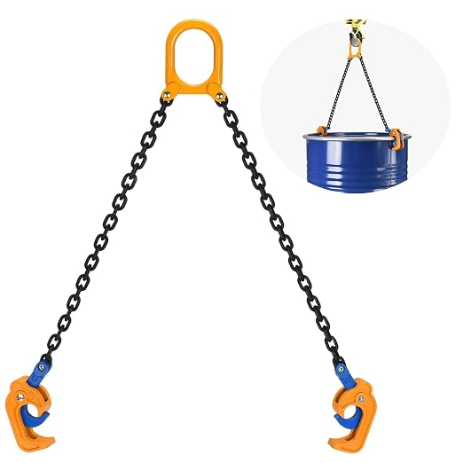 Chain Drum Lifter for 30 & 55 Gallon Drums, 2000 lbs Capacity | Automatic Grip Locking • OSHA-Compliant Safety Design • Grade 80 Chain Assembly • Secure Drum Handling