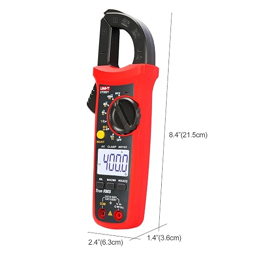 UNI-T Digital Clamp Meter UT202+, AC Current TRMS HVAC Volt Amp Ohm Meter Clamp On Multimeter Auto Ranging 4000Counts Temperature AC DC Voltage Frequency Resistance Capacitance Continuity Diode Tester