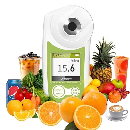 Digital Brix Refractometer, 0–55% ATC Sugar Content Meter, ±0.2% Precision, Handheld Tester for Fruit, Juice
