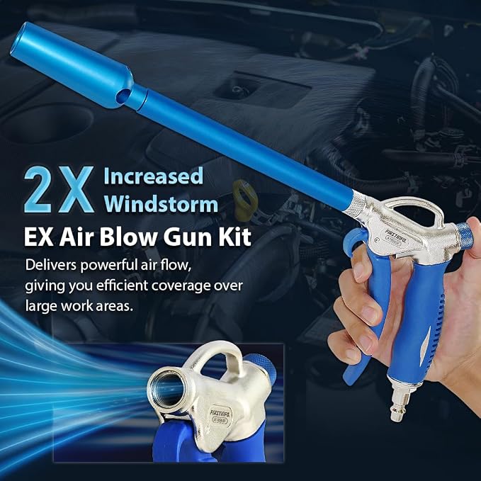 FIRSTINFO A18563FUS Windstorm EX (2X Flow) High Performance Air Blow Gun with Adjustable Air Flow and 6" Extended Nozzle