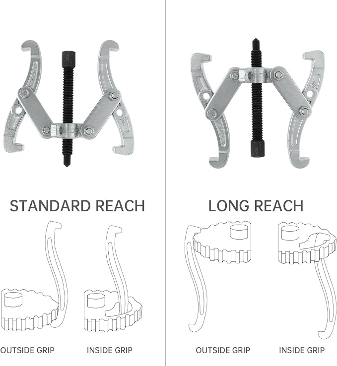 ChgImposs 3 Inch 3-Jaw Gear Puller, 2 Jaw 3 Jaw Puller for Pulley Gears Bearings and Flywheels, Heavy Duty Pulley Puller with Reversible Jaws, High Carbon Steel Removal Tool Bearing Puller Tool