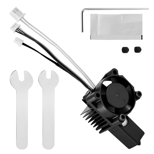 X1 Series Hotend Kit, Complete Assembly for Bamboo Lab X1 X1C 3D Printers, 0.4 mm Hardened-Steel Nozzle, Ceramic Heater, Thermistor, Fan and Extruder Heating Block Replacement