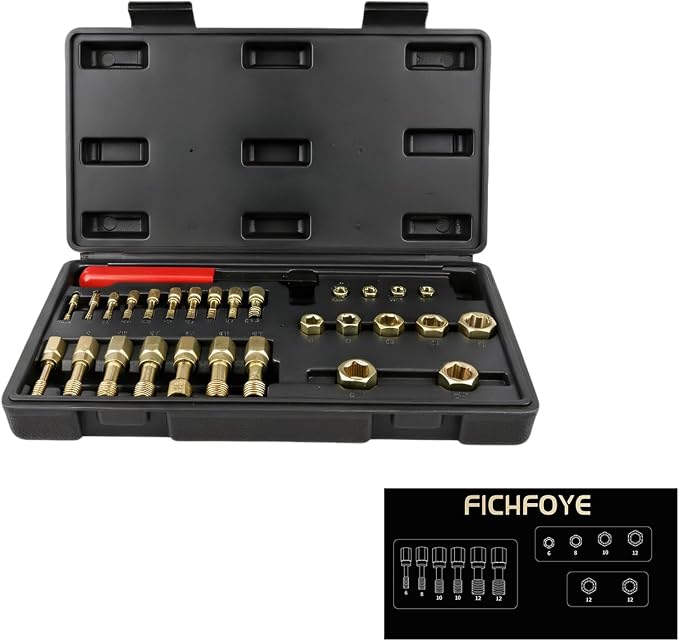 15-Piece Metric Thread Chaser & Restorer Tool Set, M6-M12 Rethreading Repair Kit for Automotive Fastener Maintenance