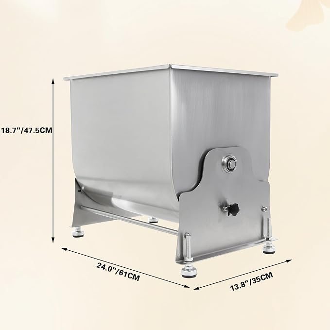 CLIVIA Commercial Meat Mixer 90lb/45L | Stainless Steel, 90° Tilting Tank, Heavy Duty Manual Sausage Blender, Hand Crank, For Sausage Patty Jerky