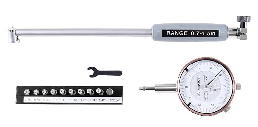 Accusize Industrial Tools 0.7-1.5'' by 0.0001'' Dial Bore Gage, Stem Length 6'', Ee20-1015 | 6" Stem Length, Self-Centering, Chrome-Plated Handle, Insulated Grip, EE20-1015