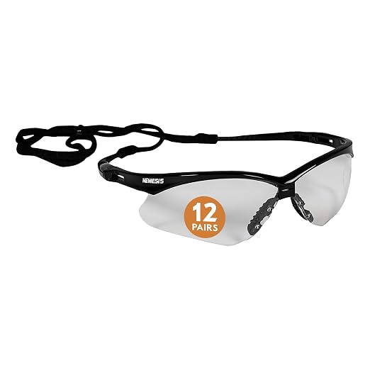 KleenGuard™ V30 Nemesis™ Safety Glasses (25676), Clear Lenses, Black Frame, Unisex Eyewear for Men and Women (12 Pairs/Case)