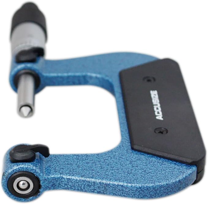 Accusize Industrial Tools 1-2'' X 0.0001'' Screw Thread Micrometer with 5 Anvil in Fitted Box, S916-C751 | 5 Anvil Sets: 44-28, 24-14, 13-9, 8-5, 4.5-3.5 TPI, 0.0001" Resolution, ±0.00016" Accuracy