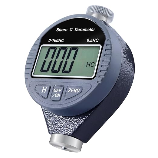 Hardness Tester, Durometer Shore Type C 0-100HC, Digital Durometer 0.1HC Resolution, with Large LCD Display for Flooring, Rubber, Tires, Plastics, Thermal Plastics