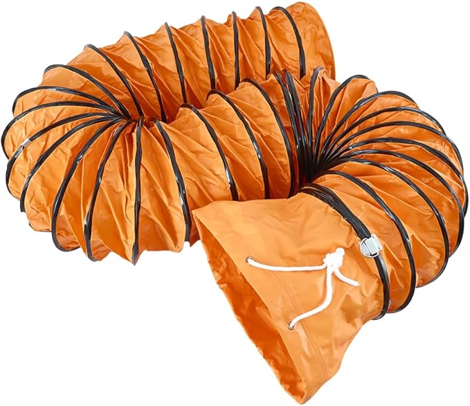 16FT Flexible Duct Hose PVC Flame Retardant Duct Hosing with S Hook & Steel Support for 12IN Utility Blower Exhaust Fan