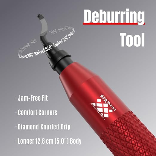 AFA Tooling - Deburring Tool with 11 M35 Cobalt HSS Blades, Micro-Polished & Anodized Aluminum Handle with Diamond Knurled Grip, Edge Remover for 3D Printing, Resin, PVC, Copper & Stainless Steel