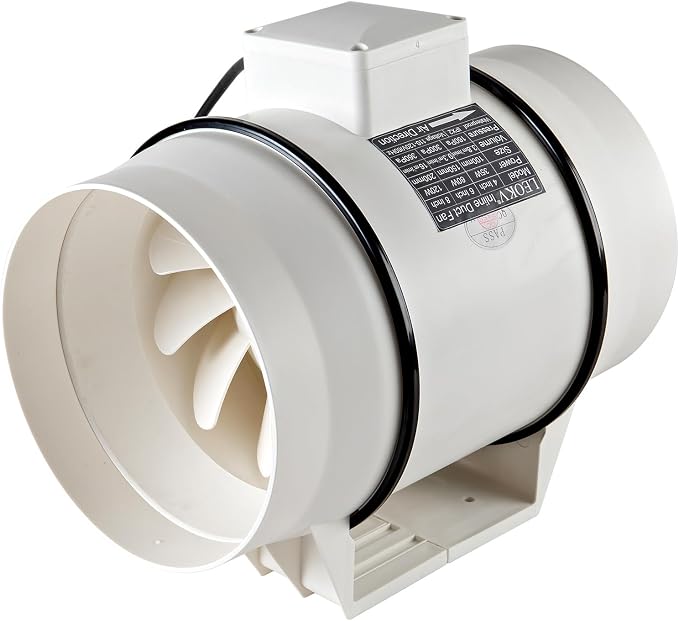 8Inch Exhaust fan Pipeline booster fan Inline duct fan 740 CFM Efficiency Air Fan for Duct Vent Bathroom, Kitchen, Grow Tent,Hydroponics,The wind is very strong.All-copper wire motors are more durable