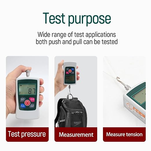 50N Digital Force Gauge Push and Pull Tester Meter with 4 Measurement Units N Kg Lb Oz, Automatic Backlight, Buzzer Alarm Function,1% Accuracy