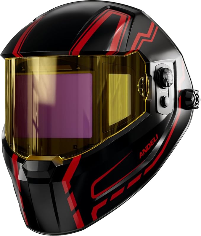 ANDELI Auto Darkening Welding Helmet-Full Digital Filter with Internal Display, 7.2"x3.2" Extra Wide Panoramic View, Type-C Fast Charging True Color Wide Shade 4/5-9/9-13 for Weld Cut Grind