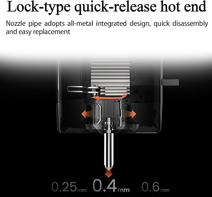 4PK 0.25/0.4/0.6/0.8mm Hardened Steel Nozzle for Anycubic Kobra X/Kobra 4 | All-in-One Leak-Free Kit, Precision Accuracy, Quick Swap Plug-and-Play, 32mm³/s High Flow, High-Speed Extrusion for KX/K4