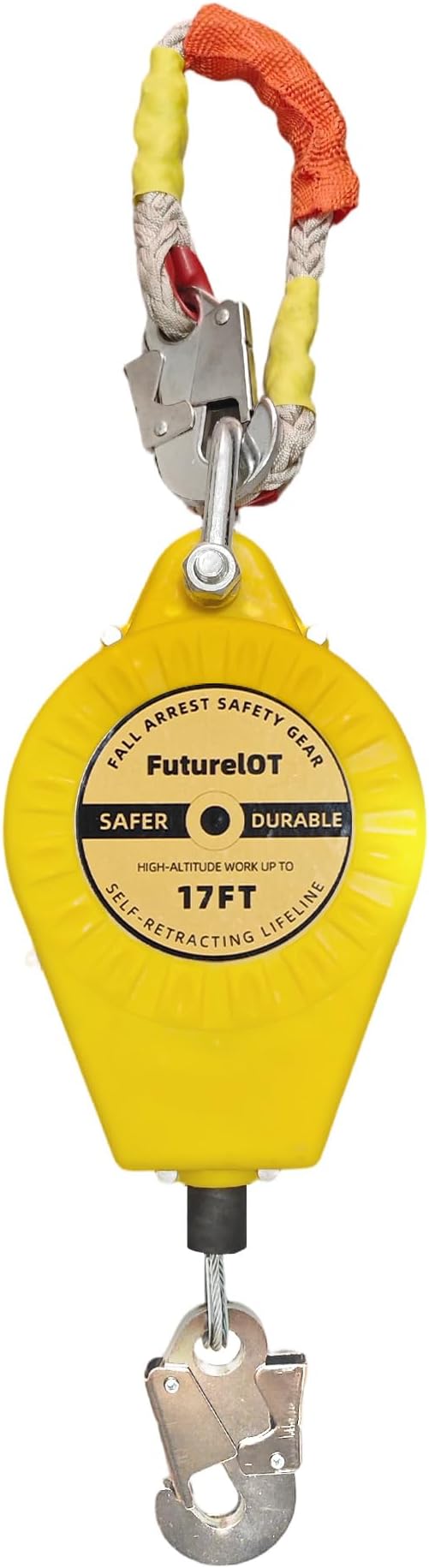 FuturelOT 10FT Self Retracting Lifeline Fall Arrester Fall Protection Steel Wire Rope Heavy Duty Retractable Lanyard,Roofing Lifeline, Safety Lanyard，Personal Protection Devices (10FT)