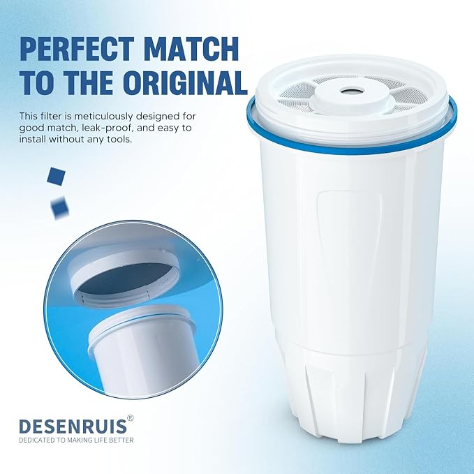 Upgraded Water Filter Replacement for Zero Pitcher and Dispenser ZR-001 ZR-004 ZP-006 ZR-017, Multi-Stage Filter System, Effectively Reducing Lead, Chromium, PFOA, and PFOS, Pack of 3, By DESENRUIS | for ZR-004, ZP-006, Multi-Stage Filter System, Effec...