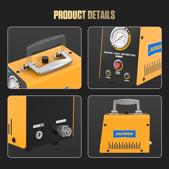 Automotive Smoke Machine EVAP Leak Detector Vacuum Leak Tester 12V Car Fuel Pipe System Leakage Locator Built-in Air Compressor Motor with Pressure Gauge for Car, Motorcycle, Truck, Boats and More