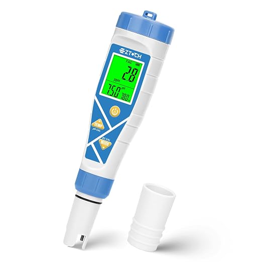 Pool pH Salt and Chlorine Tester 8 in 1 Digital pH Salinity TDS EC Chlorine ORP H2 for Salt Water Pool, Hot Tub, Hydroponic, Aquarium, Hydrogen Water Bottle, Simultaneously Display pH&CI-Temp